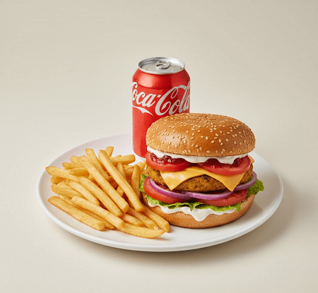 Veggie Burger With Cheese & Chips 